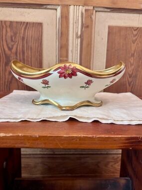 Ginori Hand Painted Floral Gold-Trim Ceramic Bowl